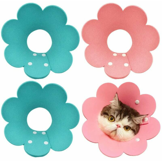 Protective Collars for Cat, 4 Pieces Cat Dog Collar Anti Bite Cone Collar Protective Cone Collars Dog Cat Puppy Injury Collar Adjustable Neck Cone