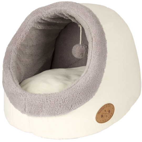 Banbury Cosy Cat Igloo Bed White/Grey