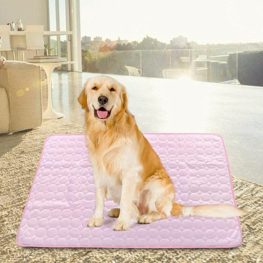 BR-Life Pet Cooling Mat, Summer Cotton Pet Dog Cat Breathable Mat Cooling Bed Sleeping Cushion Dog Pink Mat(70x55cm)