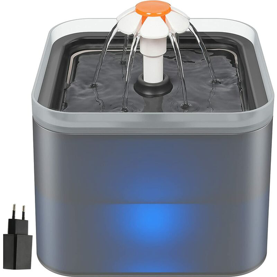 Nicrew 2L Cat Dog Water Fountain, Quiet Cat Water Dispenser with Replaceable Filter, Gray Thsinde