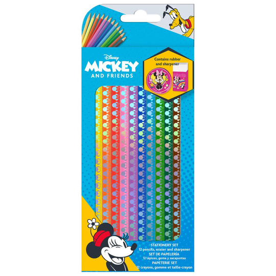(Minnie Mouse) 14Pcs Colour Pencils wd Eraser & Sharpner for Kids