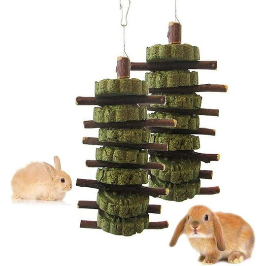 Litzee - 2 Pieces Hamster Chew Sticks Apple,Natural Tree Branches Apple Chew Wood Small Pet Teeth Chew Toys Snacks for Small Animals