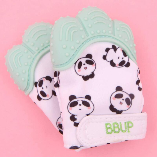 2 Pack Food Grade Silicone Teething Mitt, Baby Teether Mitt, Baby Teether Toys (Green,100*70*25mm)