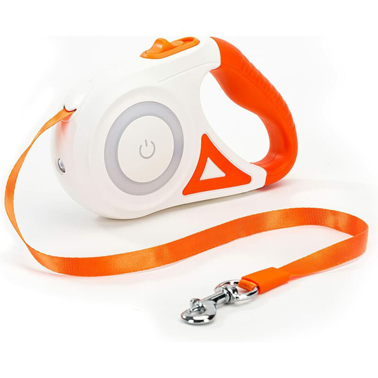 Retractable Dog Leash, One Button Easy Brake And Lock Extendable Dog Leash With led Flashlight(M, Rope Length 5M, Orange)