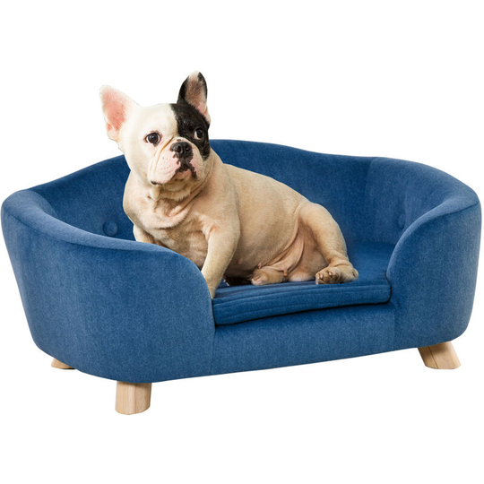 Dog Sofa Bed w/ Removable Soft Cushion for xs Size Dogs - Blue - Blue - Pawhut