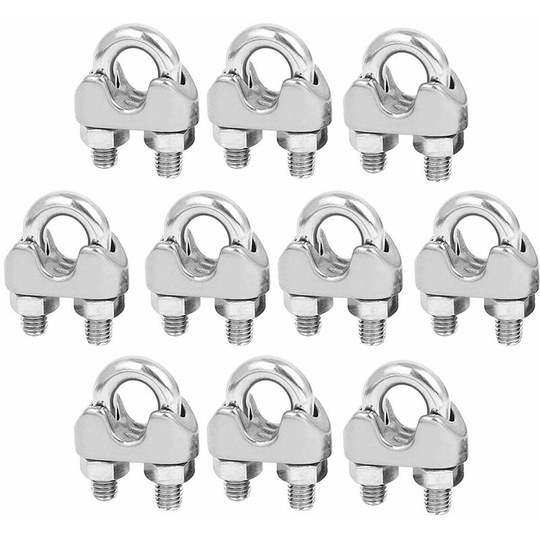 Soekavia - 10 Pieces M5 U-Shaped Clamp Wire Rope Clamp U-Shaped Clamps, Stainless Steel For Tensioning Wire Ropes For Industry, Household, Shipping,