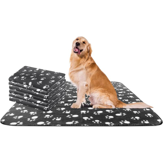 RHAFAYRE 6 x Soft Plush Blankets Rugs for Dogs, Cats, Rabbits and Other Pets Washable Black 120 * 100 cm