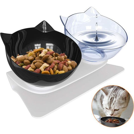 Deckon - Bowl for Cat and Small Dog in Non-Slip Base, Pet Supplies 15° Tilt