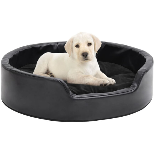 Dog Bed Black 69x59x19 cm Plush and Faux Leather