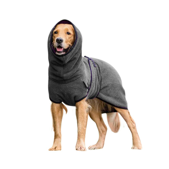 (Dark Grey, XL) Pet Dog Towelling Quick Drying Robe Coat Jacket Puppy Apparel Clothes Sleepwear
