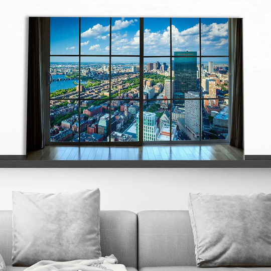 Back Bay, in Boston, Massachusetts Window - Wrapped Canvas Photograph