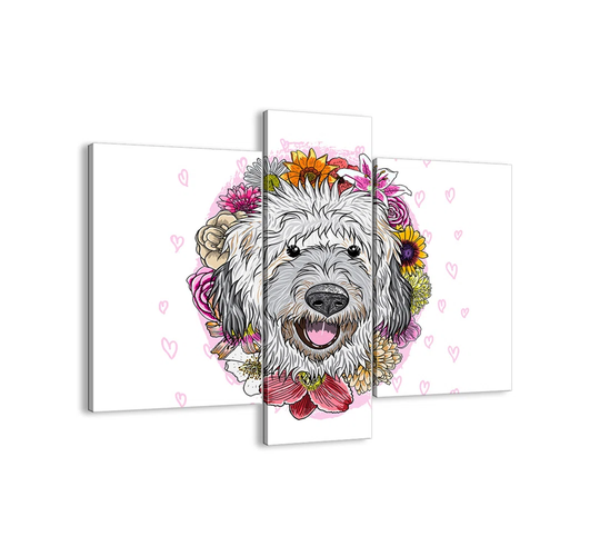 Puppy Joy - 3 Piece Unframed Graphic Art Print Set on Canvas