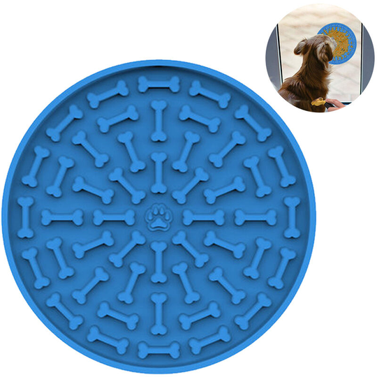 Dog Slow Dispensing Treater Mat Dog Lick pad Peanut Butter Lick mat for Pet Bathing, Grooming, and Dog Training, blue