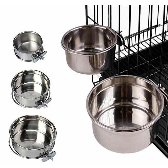 Dog Puppy Cat Pet Animal Cage Crate Run Hang-on Bowl Feeding Food Water Dish - Large