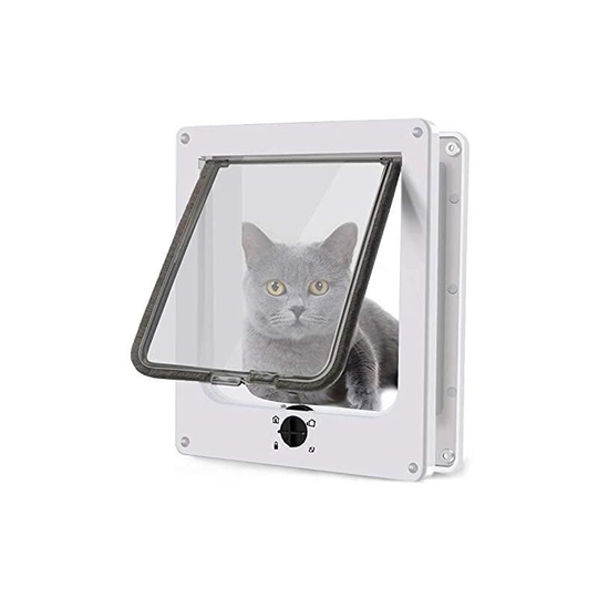 Readcly - Cat Flap, Magnetic Pet Door with 4-Way Rotating Lock for Cats, Kittens and Kittens, Upgraded Version (Inner Size: 19.5 x 18 x 5.5cm, White)