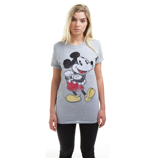 (XLG) Disney Ladies - Mickey Mouse Vintage - T-shirt - Grey