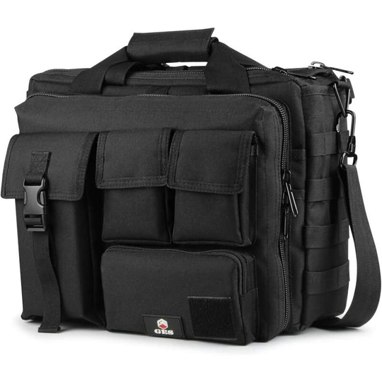 FVO - 15.6 Inch Laptop Bag, Multifunctional Men's Briefcase, Tactical Nylon Laptop Shoulder Bag, Briefcase, Handbags for Camera/Tablet/Laptop (Black)