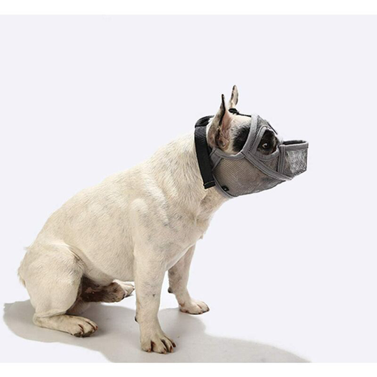 Hiasdfls - Short SChristmast Dog Muzzle- Adjustable Breathable Mesh Bulldog Muzzle for Biting Chewing Barking Dog Mask-XS-Grey