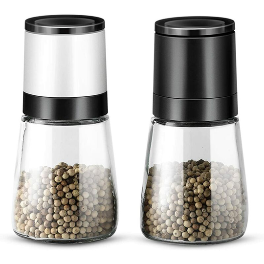 Manual Salt Grinder, 2 Pieces Manual Salt Mill Pepper Grinder Ceramic Grinding Season to Perfection with Adjustable Coarseness Easy to Fill and Use