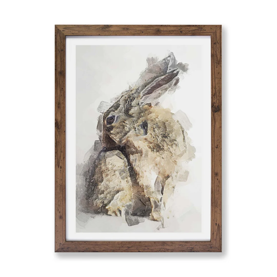 'Brown Rabbit in Abstract' - Picture Frame Painting Print on Paper