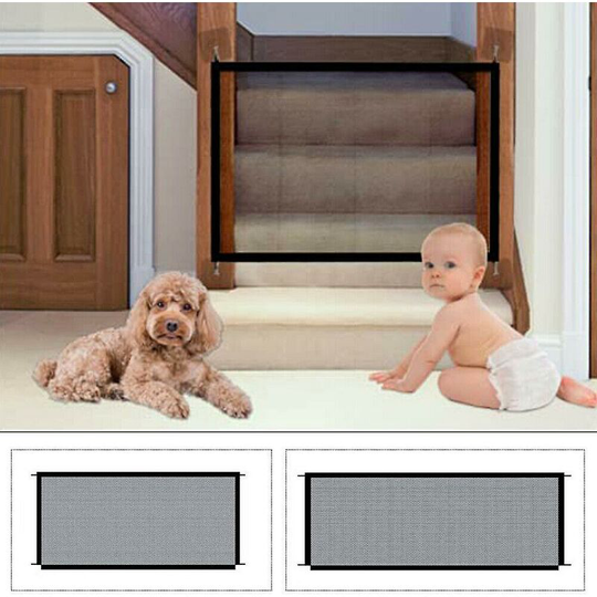 Magic Pet Dog Gate Safety Guard Baby Toddler Stair Folding Retractable Isolation Size M-180x72cm