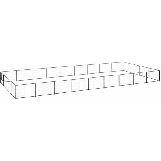 Dog Kennel Black 36 m² Steel Vidaxl Black