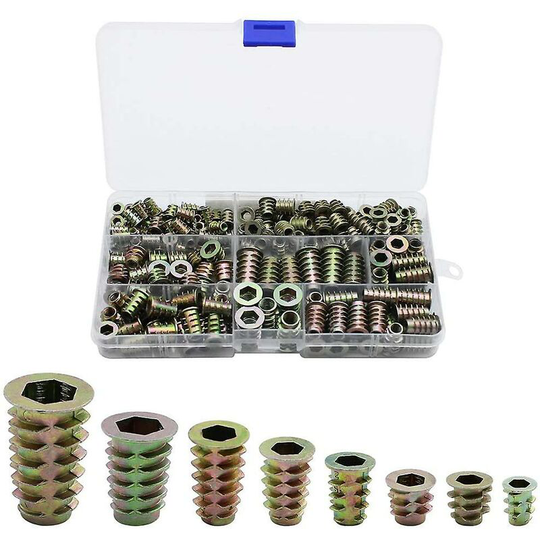 Naxunnn - 230pcs Zinc Alloy Hex Threaded Nuts Threaded Inserts Insert Nuts External Thr Nuts