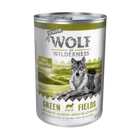 Wolf of Wilderness Senior 6 x 400g - Green Fields - Lamb & Chicken