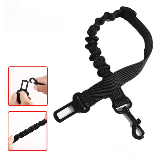 Dog car seat belt - adjustable seat belt - safety belt with shock absorption for all dog breeds and car types