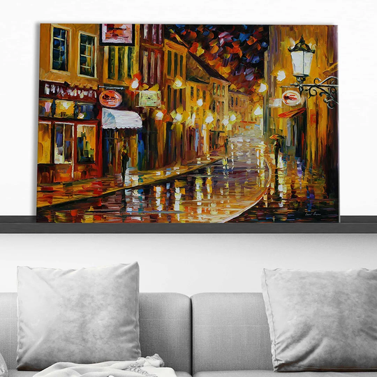 Lights of the Old Town by Leonid Afremov - Wrapped Canvas Painting Print