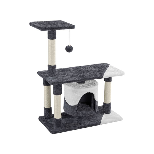 Cat Tree Small Cat Tower, Dark Grey/White - dark gray & white - Yaheetech