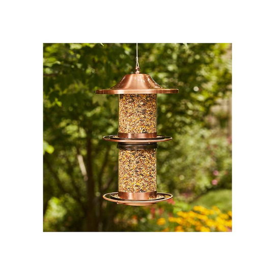 Stylecraft Steel & Glass Bird Feeder Copper Plated 100% Steel