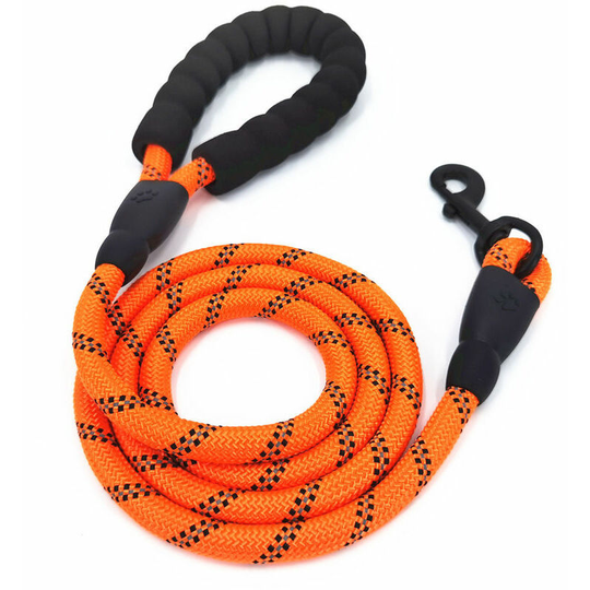 5Ft Reflective Dog Leash Strong Dog With Traction Padded Handle Dog Rolls Leads Anti Slip Rope Handle, Orange - Orange