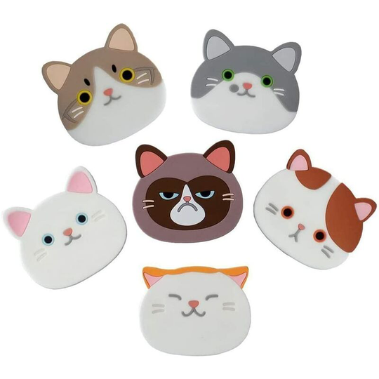 Set of 6 Decorative Silicone Coasters Cute Cat Coasters for Wine, Glass, Tea, Drinks