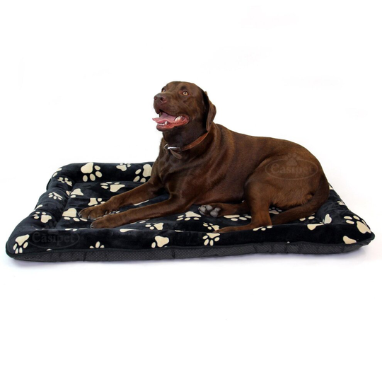 48 inch Dog Bed for Pet Crate in Faux Fur with pawprint design Easipet