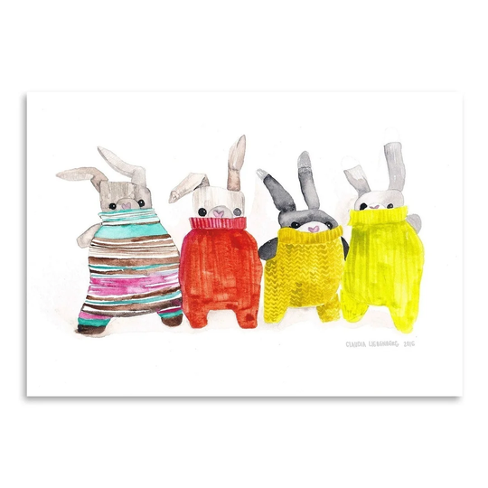Bunnies Art Print Wrapped on Canvas