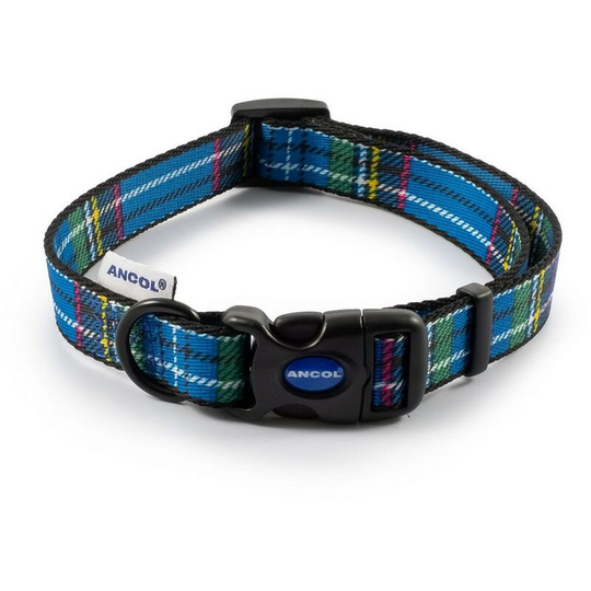 Tartan Dog Collar (30cm - 50cm) (Blue) - Blue - Ancol