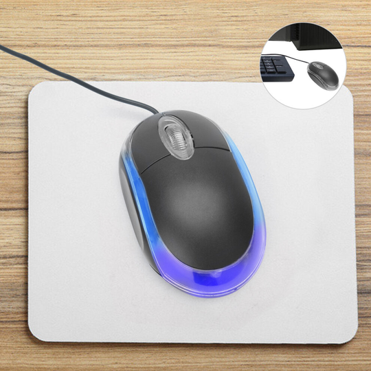 Wired USB optical mouse for PC laptop scroll wheel-black mouse
