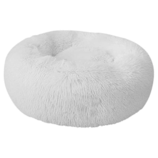 Cat Dog Bed Dog House Cat Indoor Soft Round Large Plush Bed Ultra-soft Non-slip Washable (2XL-60cm, White)