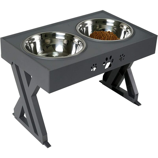 Readcly - Elevated Dog Bowls for Large Dogs Elevated Dog Bowl - Adjusts to 3 Heights, 2.8', 7.5', and 11.6'' Stand (Grey)