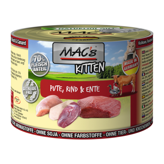 MAC's Cat 6 x 200g - Kitten Turkey, Beef & Duck