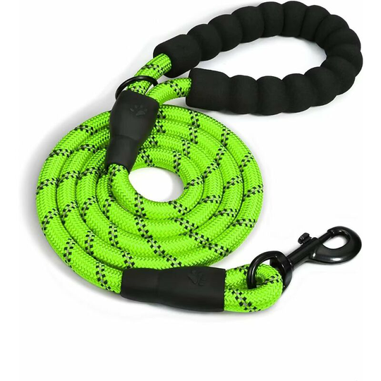 Dog Leash, Nylon Leash with Padded Handle and Reflective Thread, 1.5m Strong Leash for Medium and Large Dogs, Green