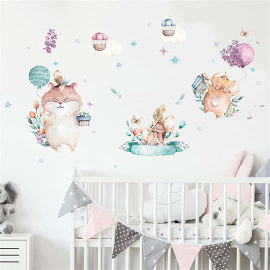 Briday - Color cute cartoon cute hamster wall paste children removable wall paste diy decorated kindergarten baby boy girl bedroom games room living