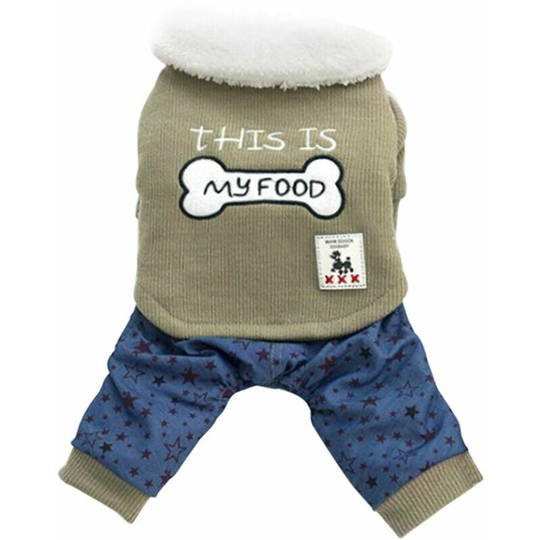 Pet clothes, comfortable, warm and fashionable, four-legged embroidered thick cotton coat, army green s