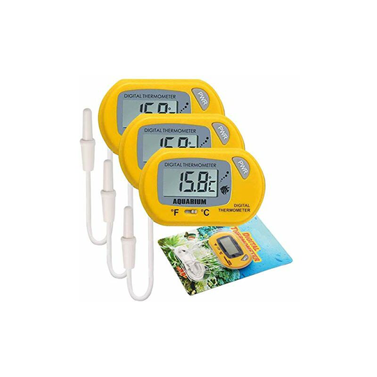 3Pcs lcd Digital Water Thermometer for Aquarium Fish Tank Reptile Terrarium (Yellow)