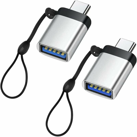 Usb c to usb 3.0 Adapter (2 Pack), usb c Male to usb 3.0 Female Adapter Compatible with Mobile Phone, Laptop, pc (Silver)