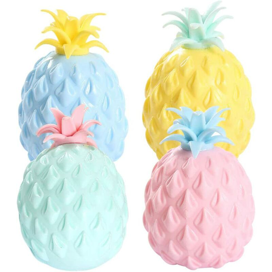 Hiasdfls - 4 pieces pineapple anti - stress balls toy gel pearls of water squeeze balls anti-stress fruit toy random color