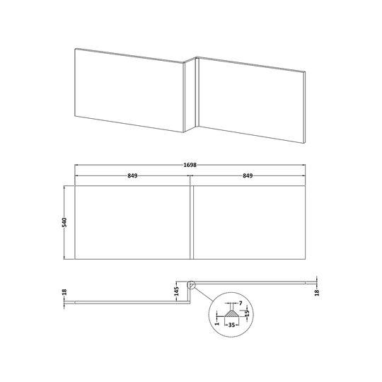 1700Mm Square Shower Bath Front Panel