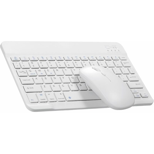 10 inch Portable bt Keyboard Mouse Combo 78 Keys Rechargeable Mini Keyboard 3-gear dpi Adjustable Mouse Wide Compatibility Green, White - White