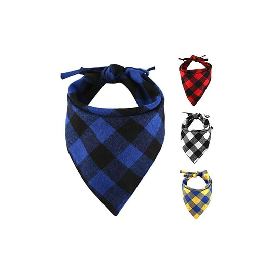 Set of 4 Dog Bandanas - Adjustable Tissues - Washable Scarf - Reversible Triangle - Cotton - With Rope - Suitable for Small, Medium and Large Dogs